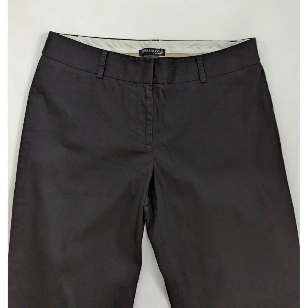 Kenneth Cole Kayla Wide Leg Dress Pant Flat Front Black Size 8
